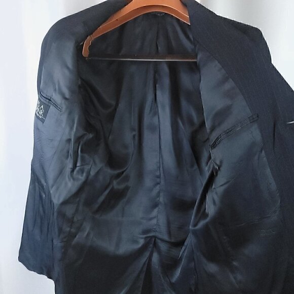 Jos. A. Bank Men's Blue Pinstripe Wool, Cashmere Suit Jacket Size 42L - Picture 6 of 9